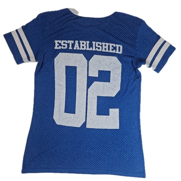 Disney Parks Shirt Womens Small Blue Stitch Lilo & Stitch Ringer Football Tee - Picture 2 of 6